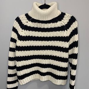 Chunky Black and White Turtle Neck Knitted